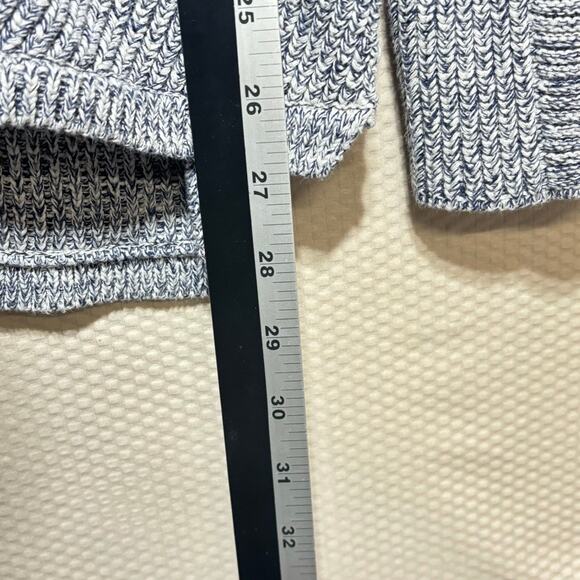 Wrap London Navy White Marled Cotton Sweater Crossover Front Size US Small - Picture 8 of 9